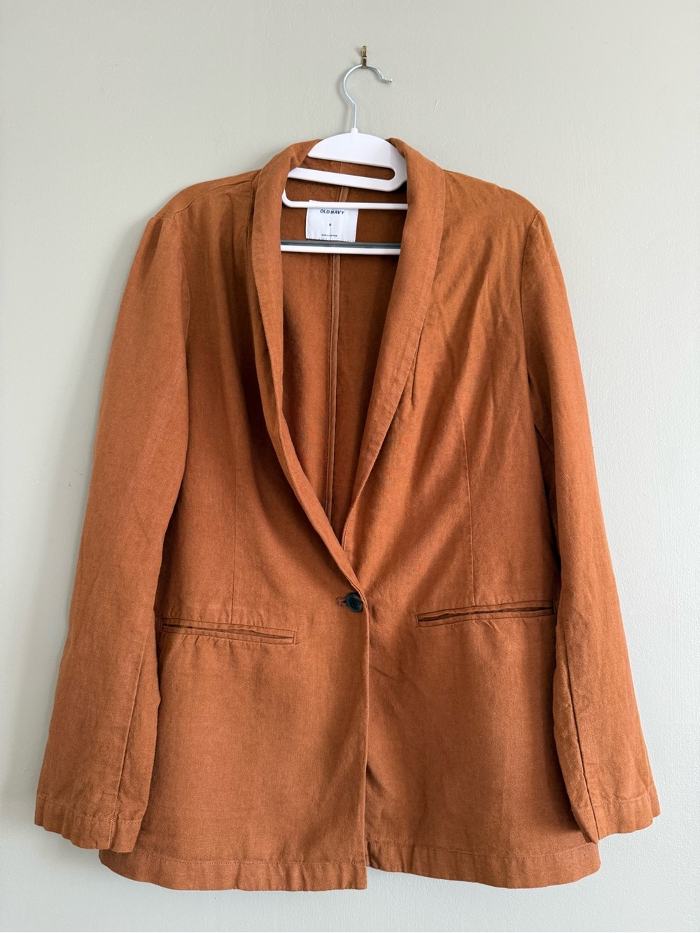Old Navy Linen Blend Blazer Rust Brown Relaxed Fall Jacket Medium